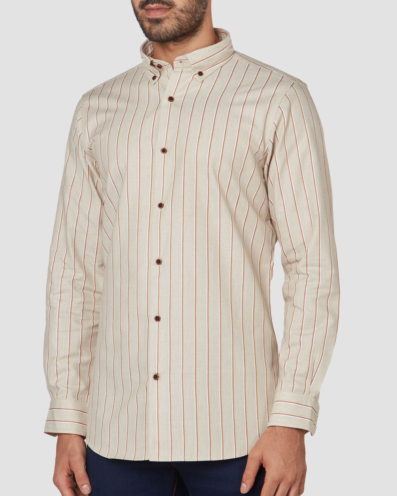 Bombay Shirt Company - Latte Time Stripes
